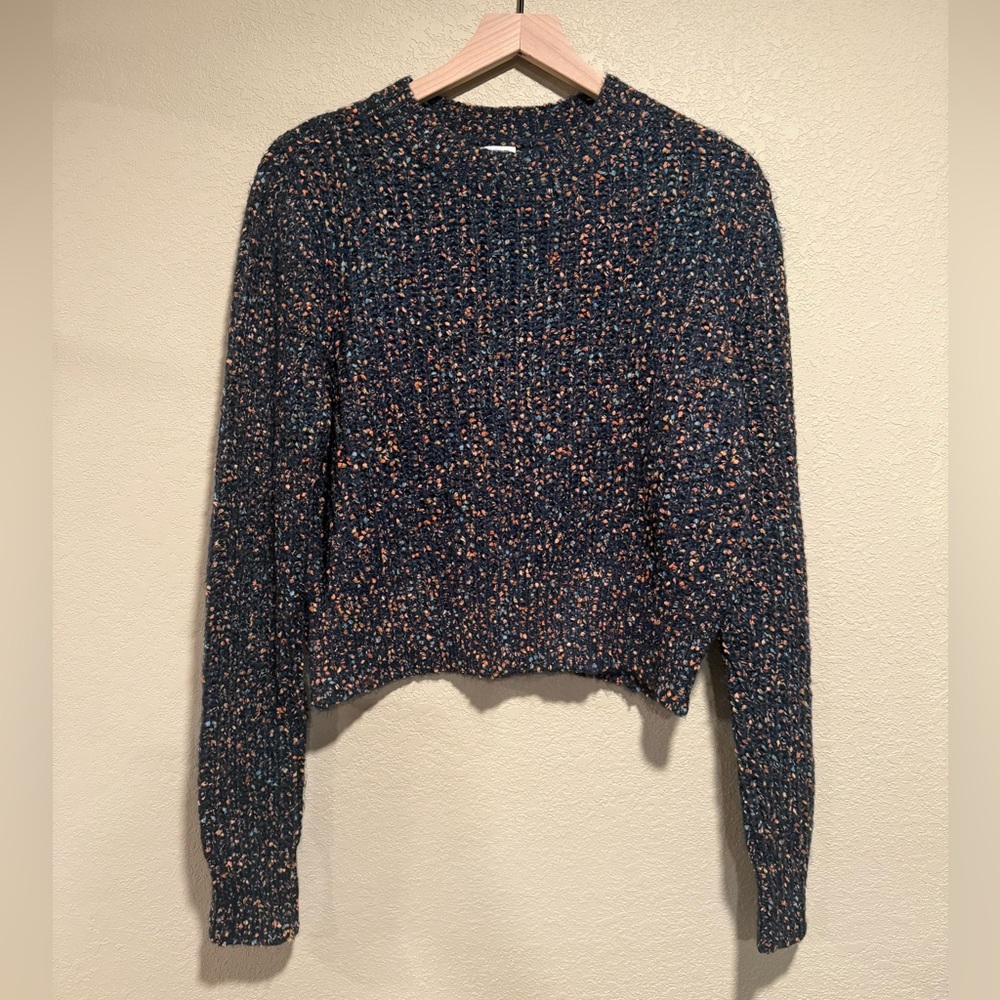 Womens Cotton On Speckled Pom Crew Neck Cropped Knit Sweater
